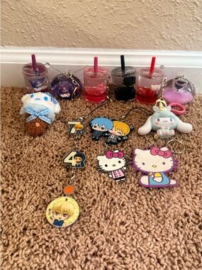 Sanrio Hello Kitty Cinnamoroll Kuromi Multicolor Animation Keychain Set Licensed